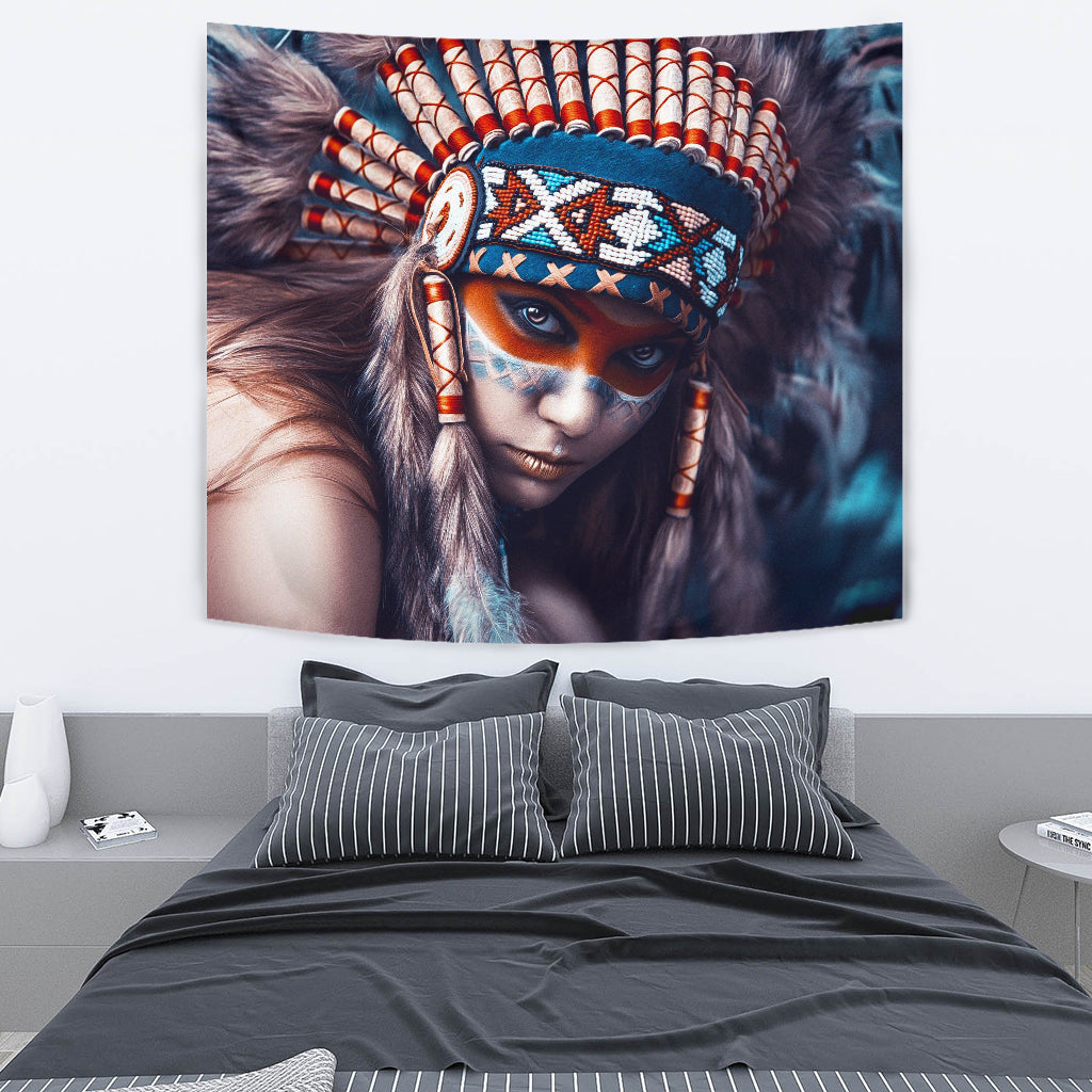 3D Native Girl Native American Tapestry LT10 - Wonder Print Shop