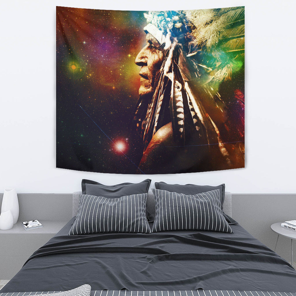 Native American Galaxy Chief Painting All Over Hoodie Tapestry LT10 - Wonder Print Shop
