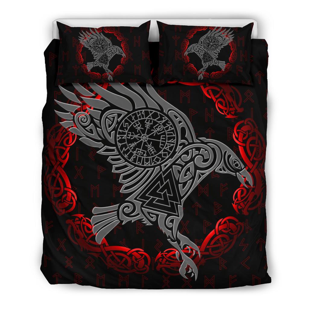 Viking Bedding Set, The Raven Of Odin Tattoo RLT12 - Wonder Print Shop