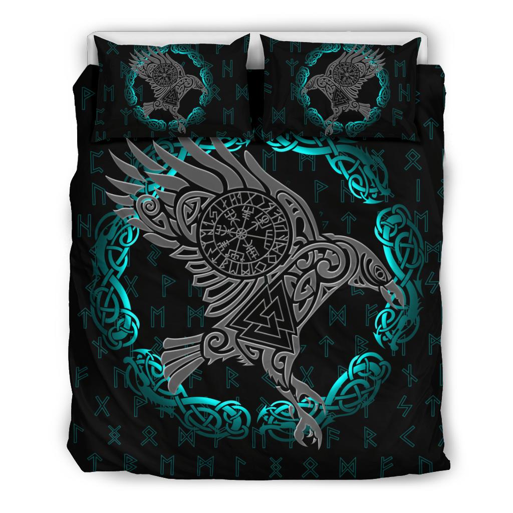 Viking Bedding Set, The Raven Of Odin Tattoo RLT12 - Wonder Print Shop