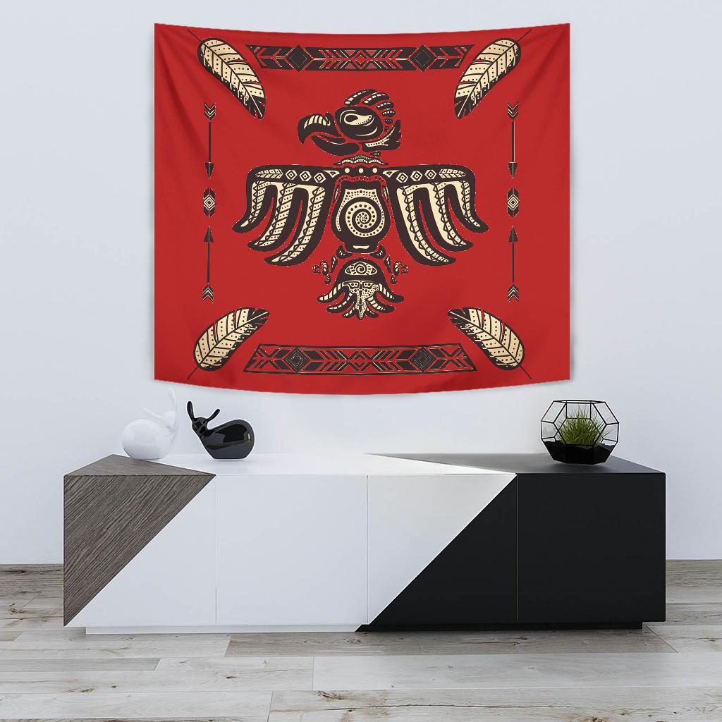 Red Thunderbird Feather Native American Design Tapestry LT10 - Wonder Print Shop