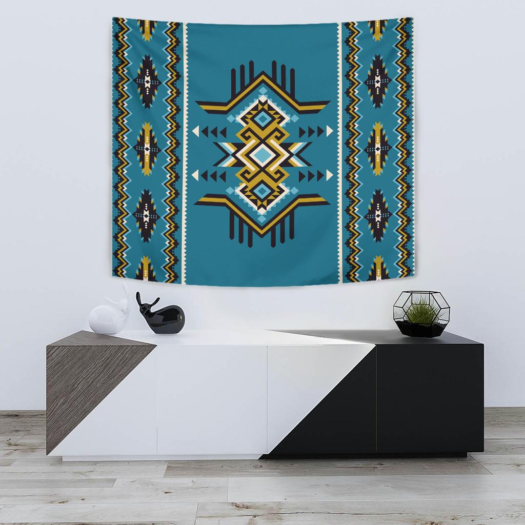 Blue Geometric Great Native American Tapestry LT10 - Wonder Print Shop