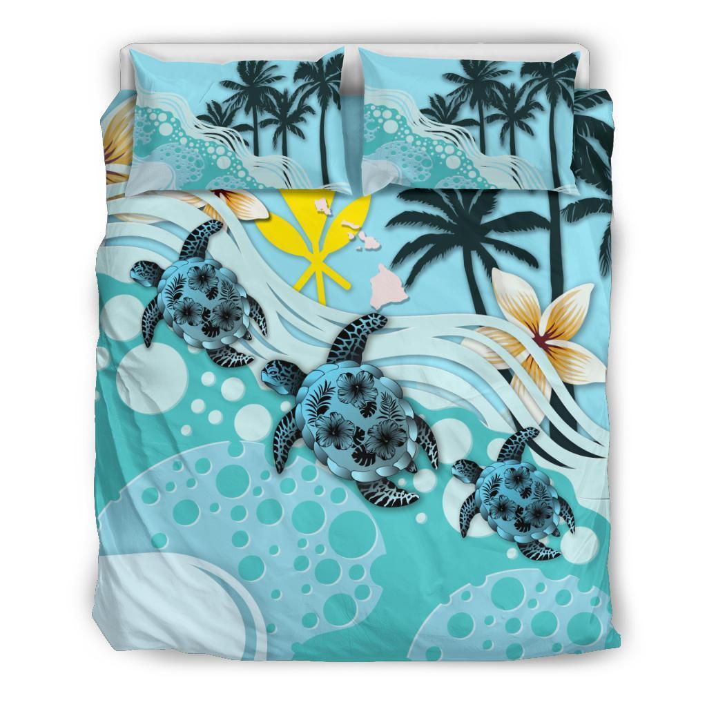 Kanaka Maoli (Hawaiian) Bedding Set - Blue Turtle Hibiscus - Wonder Print Shop
