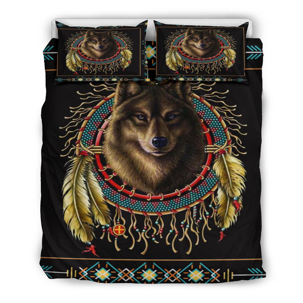 Wolf Dreamcatcher Native American Bedding Set LT10 - Wonder Print Shop