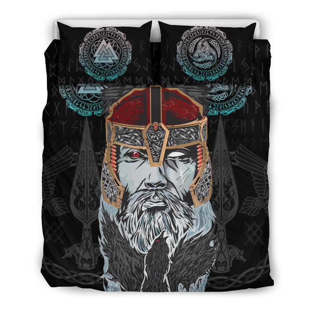 Viking Bedding Set, Odin Valknut and Triple Horn RLT12 - Wonder Print Shop