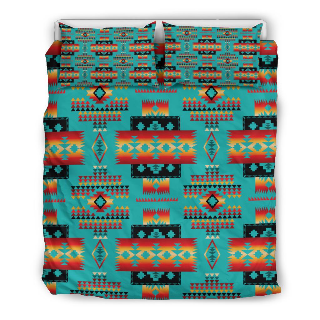 Blue Native Tribes Pattern Native American Bedding Set LT10 - Wonder Print Shop