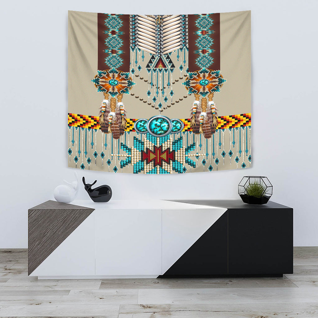 Turquoise Blue Pattern Breastplate Native American Tapestry LT10 - Wonder Print Shop