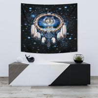 Galaxy Dreamcatcher Wolf 3D Native American Tapestry LT10 - Wonder Print Shop