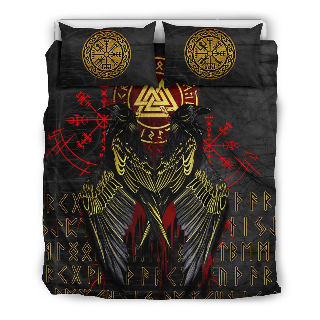 Viking Bedding Set Vikings Valknut and Ravens Tattoo RLT12 - Wonder Print Shop
