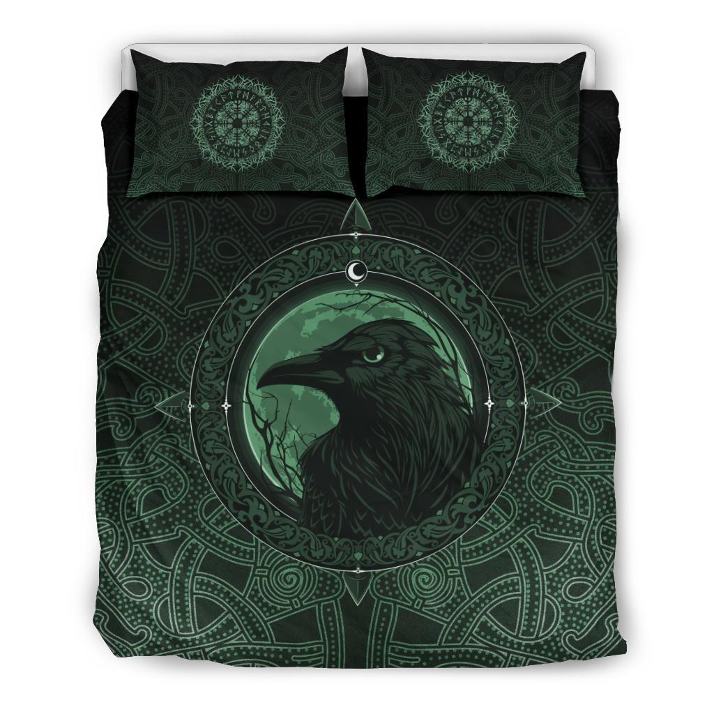 Viking Bedding Set, Ethnic Odin Raven Green RLT12 - Wonder Print Shop