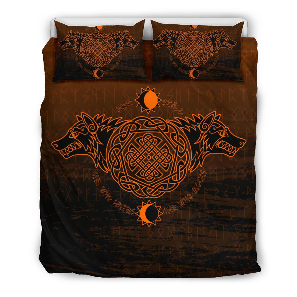 Viking Bedding Set, Skoll and Hati Orange RLT12 - Wonder Print Shop