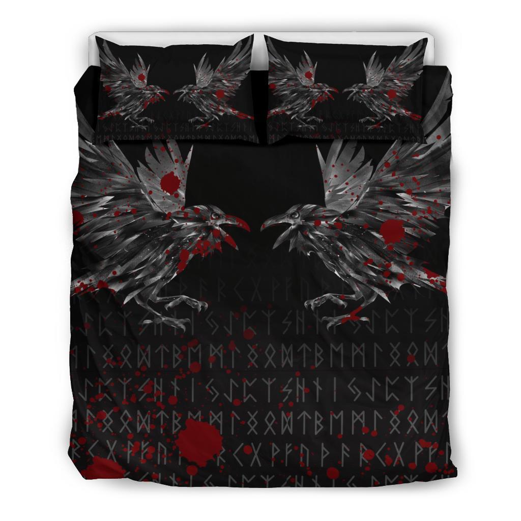 Viking Bedding Set Odin Huginn and Muninn Rune Blood RLT12 - Wonder Print Shop