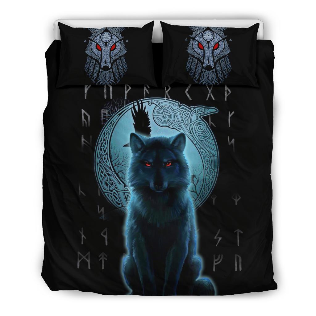 Viking Bedding Set, Fenrir Viking Wolf and Moon RLT12 - Wonder Print Shop