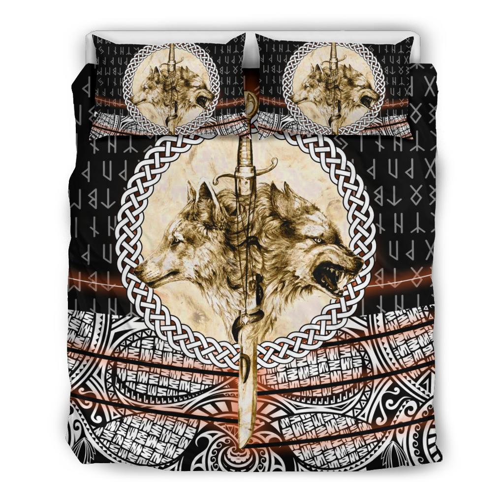 Viking Bedding Set Wolf and Vikings Tattoo 3D RLT12 - Wonder Print Shop