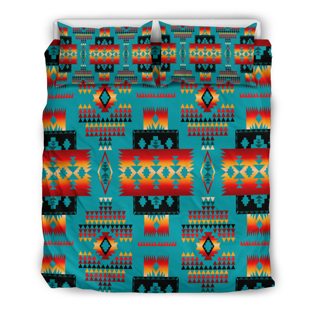Blue Native Tribes Pattern Native American Bedding Set LT10 - Wonder Print Shop