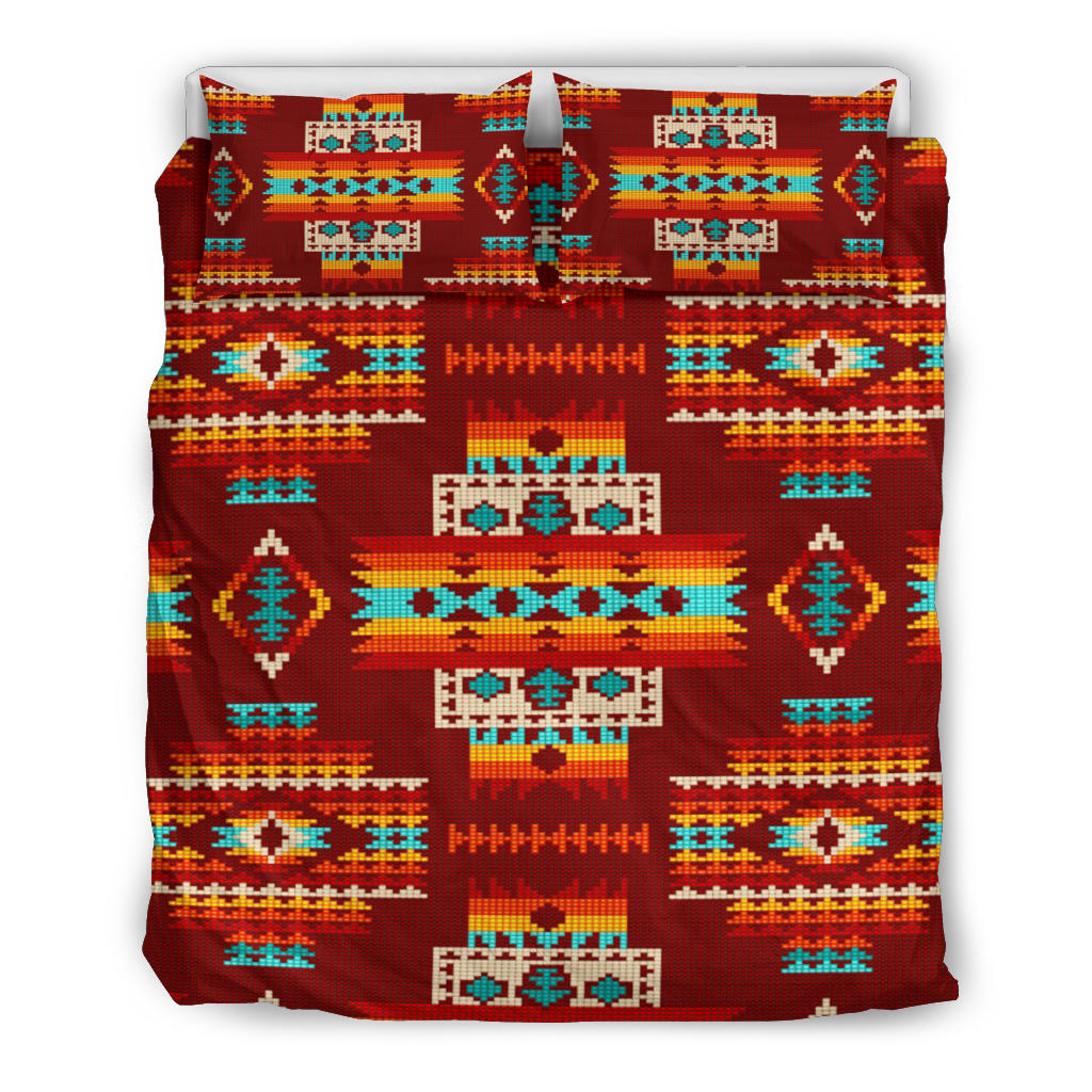 Red Pattern Native American Bedding Set LT10 - Wonder Print Shop