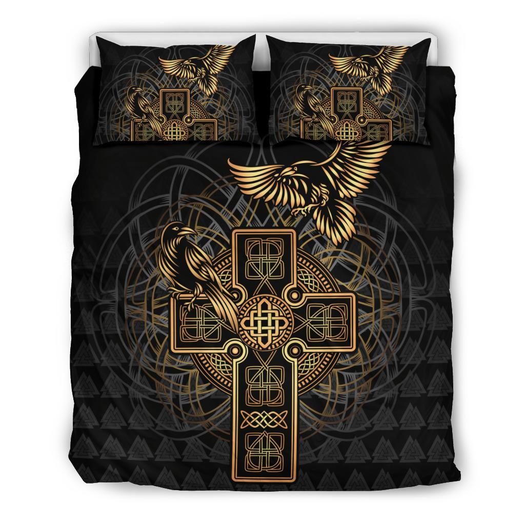 Viking Bedding Set Odin's Celtic Raven Tattoo RLT12 - Wonder Print Shop
