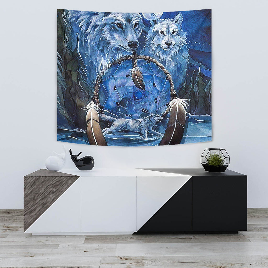 Wolf Dreamcatcher Native American Tapestry LT10 - Wonder Print Shop
