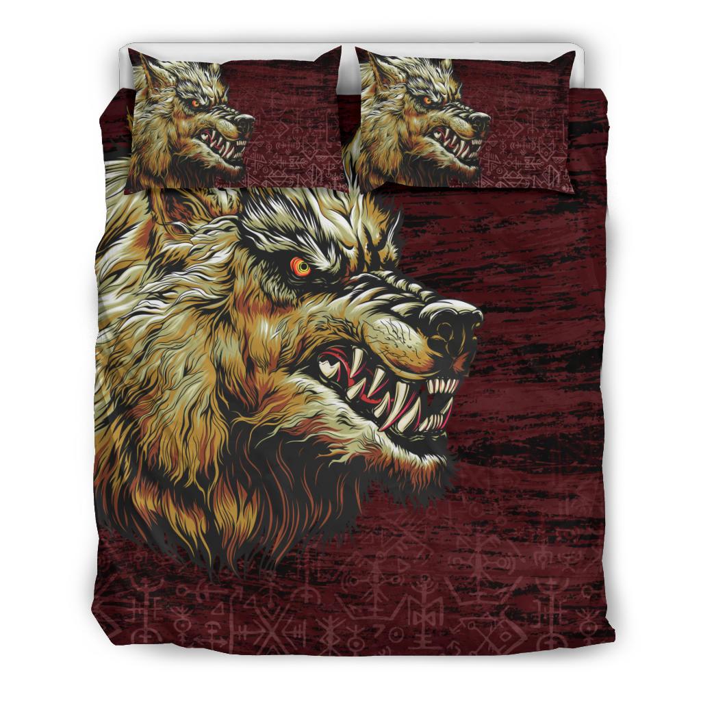Viking Bedding Set Fenrir On The Blood Moon Background RLT12 - Wonder Print Shop