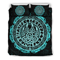 Viking Bedding Set Viking Bear Claws Cyan Tattoo RLT12 - Wonder Print Shop
