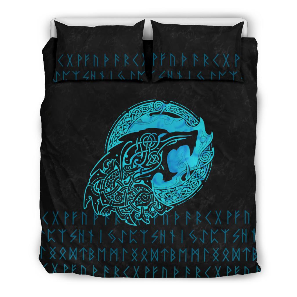 Viking Bedding Set Fenrir Wolf Cyan RLT12 - Wonder Print Shop