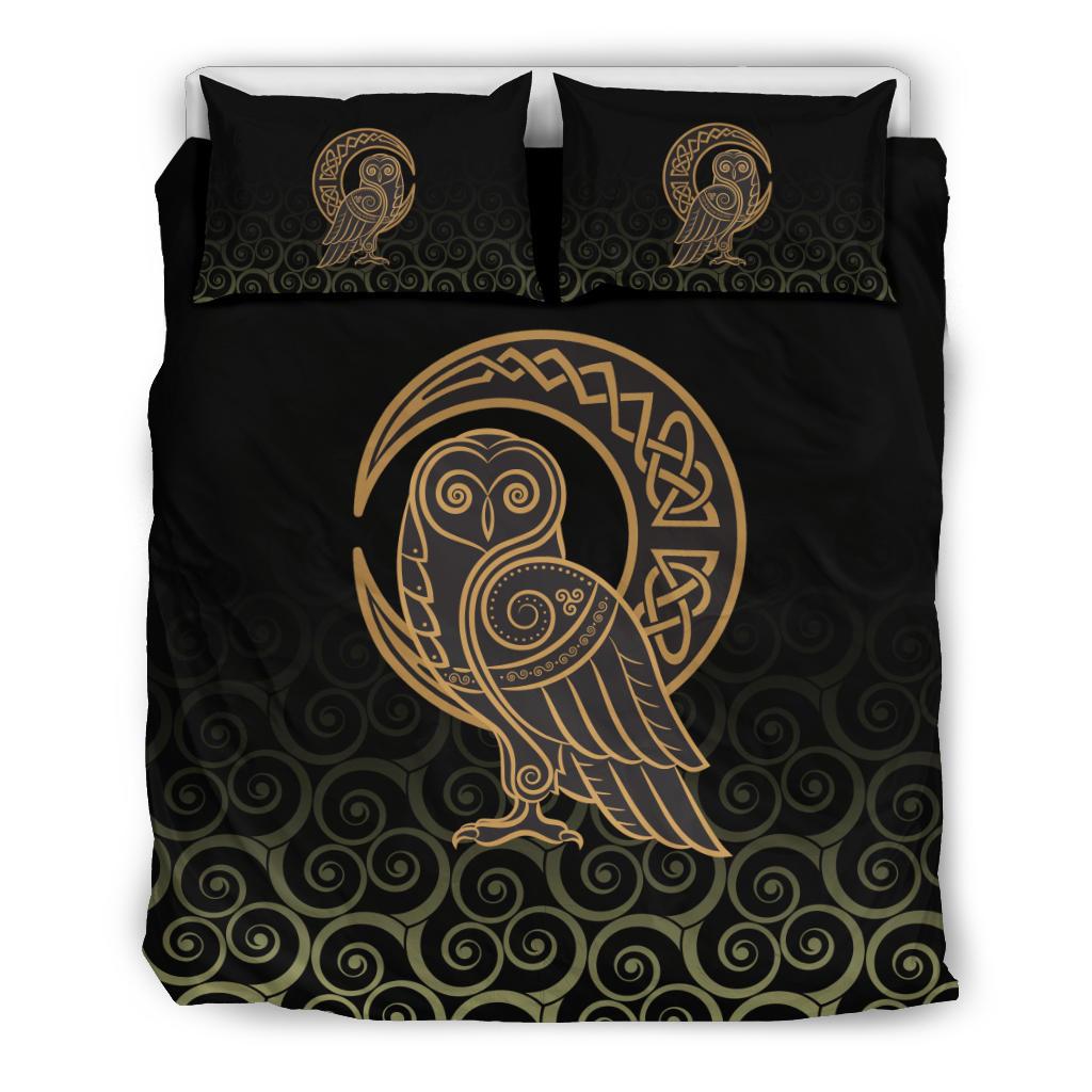 Viking Bedding Set Owl Celtic On Triskels Background RLT12 - Wonder Print Shop