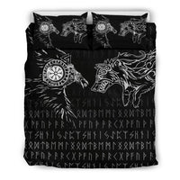 Viking Bedding Set Raven and Wolf Special Tattoo RLT12 - Wonder Print Shop