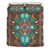Blue Pattern Brown Native American Bedding Set LT10 - Wonder Print Shop