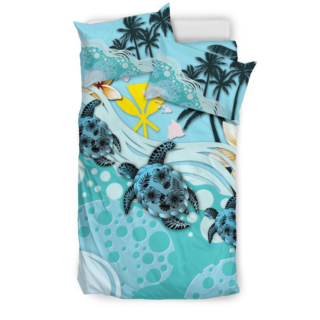 Kanaka Maoli (Hawaiian) Bedding Set - Blue Turtle Hibiscus - Wonder Print Shop