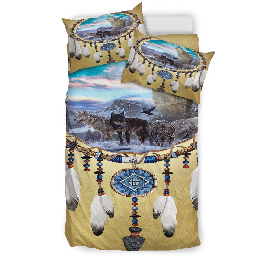 Wolves Dreamcatcher Native American Bedding Set LT10 - Wonder Print Shop
