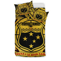 FIATAU FAMILY Samoa Bedding Set - Samoa Coat Of Arm, Polynesian Tattoo Gold RLT7 - Wonder Print Shop