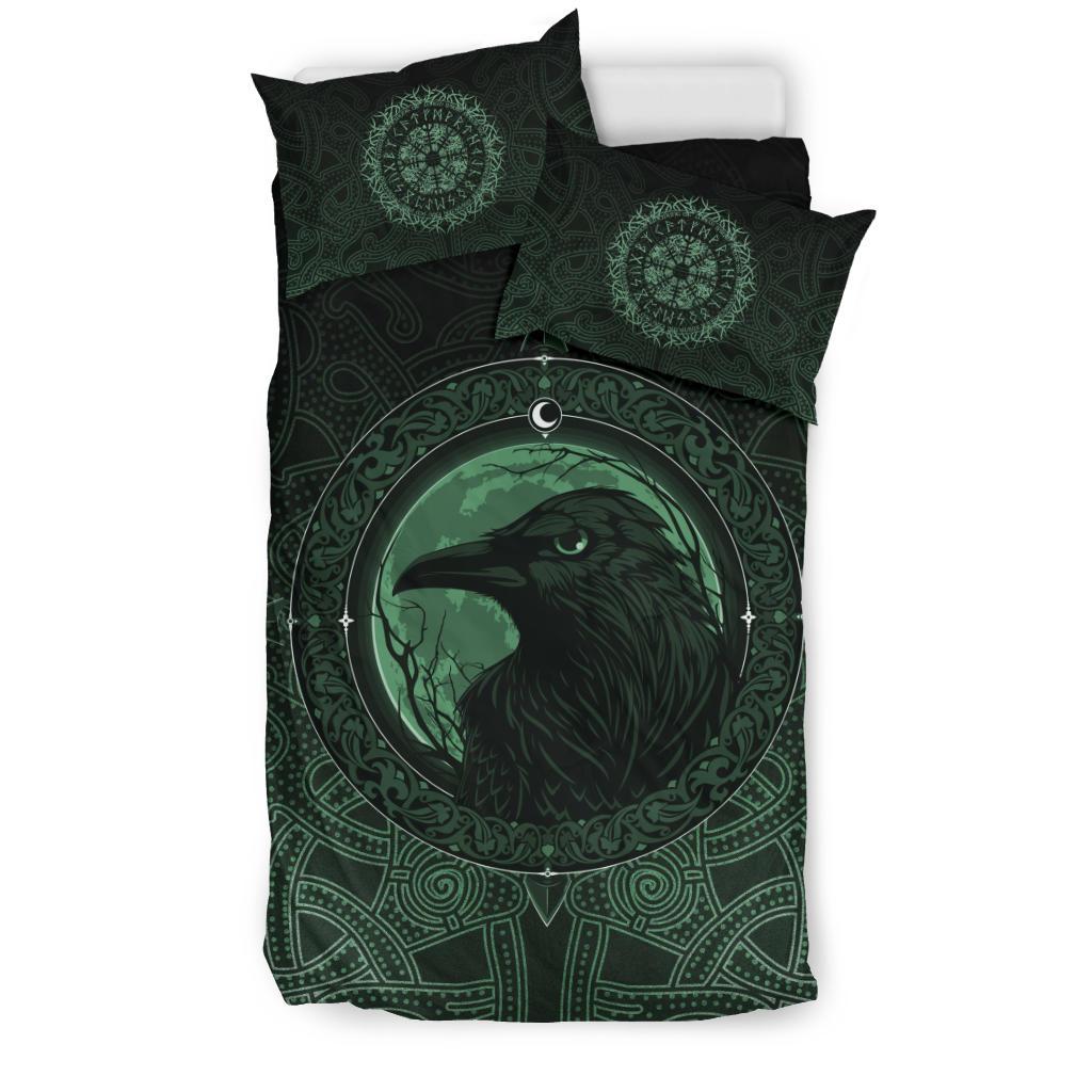 Viking Bedding Set, Ethnic Odin Raven Green RLT12 - Wonder Print Shop