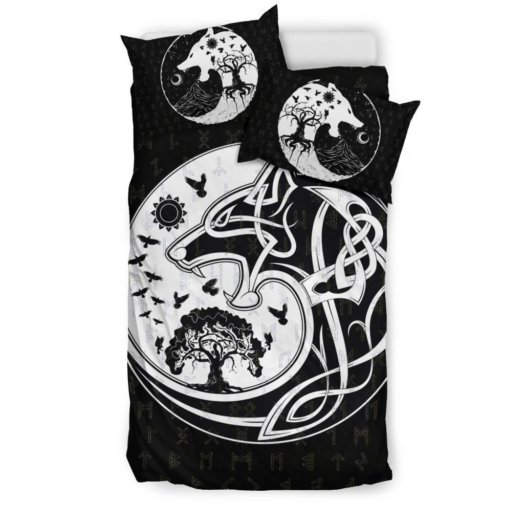 Viking Bedding Set, Skoll and Hati Rune Tattoo RLT12 - Wonder Print Shop