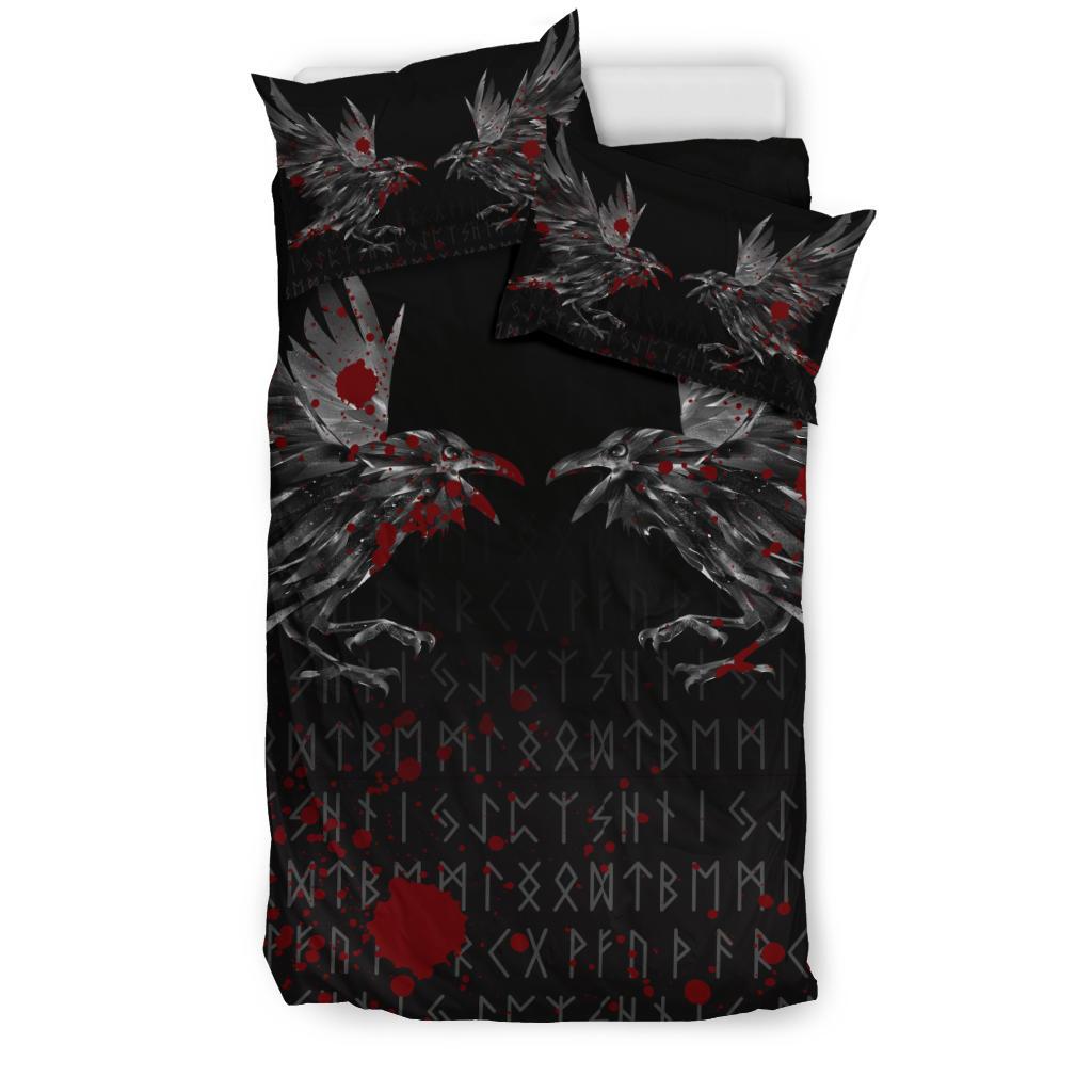 Viking Bedding Set Odin Huginn and Muninn Rune Blood RLT12 - Wonder Print Shop