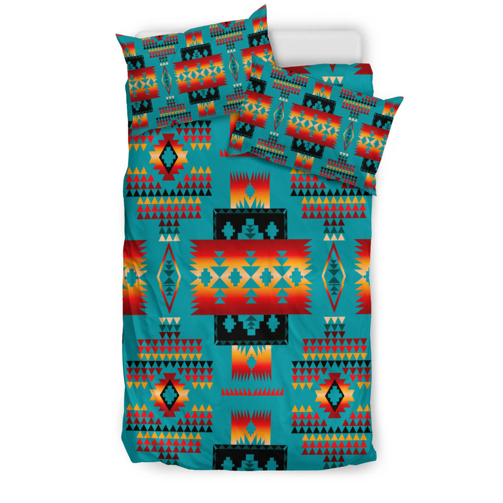 Blue Native Tribes Pattern Native American Bedding Set LT10 - Wonder Print Shop