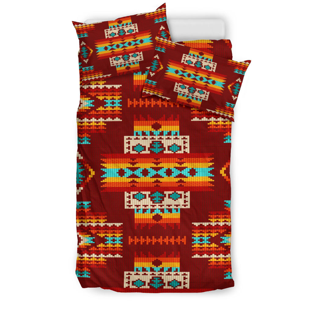 Red Pattern Native American Bedding Set LT10 - Wonder Print Shop
