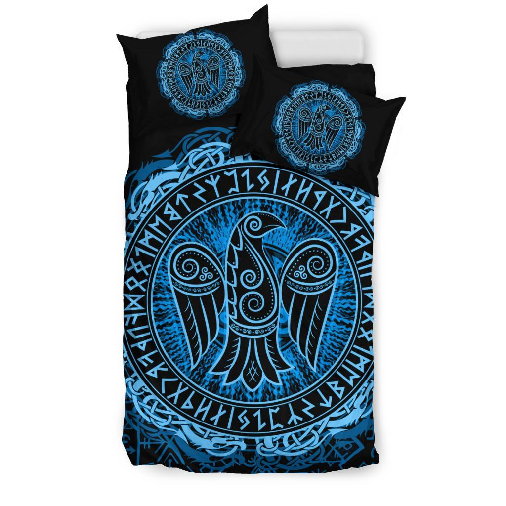 Viking Bedding Set Raven Celtic Cyan RLT12 - Wonder Print Shop
