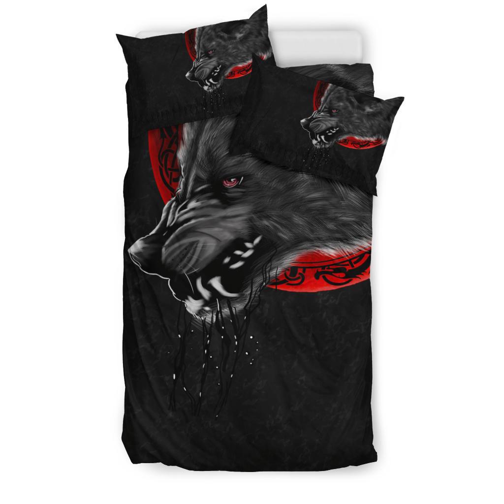 Viking Bedding Set Wolf and Blood Moon RLT12 - Wonder Print Shop