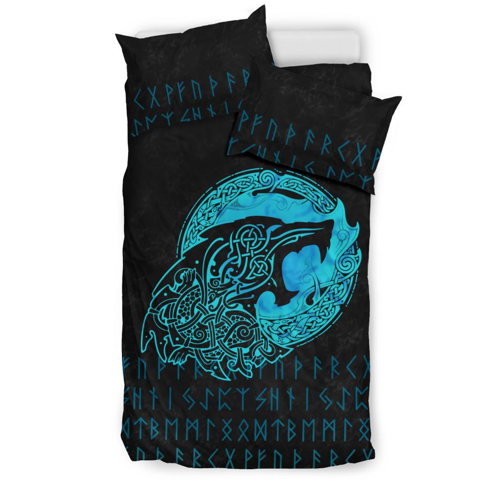 Viking Bedding Set Fenrir Wolf Cyan RLT12 - Wonder Print Shop