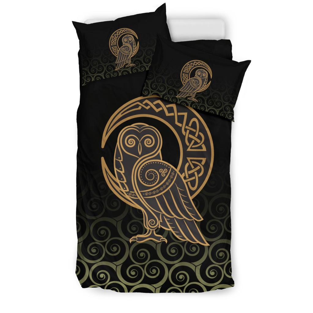 Viking Bedding Set Owl Celtic On Triskels Background RLT12 - Wonder Print Shop