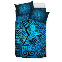 Viking Bedding Set Raven Odin Celtic Cyan RLT12 - Wonder Print Shop