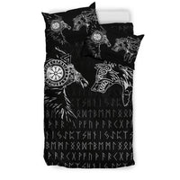 Viking Bedding Set Raven and Wolf Special Tattoo RLT12 - Wonder Print Shop