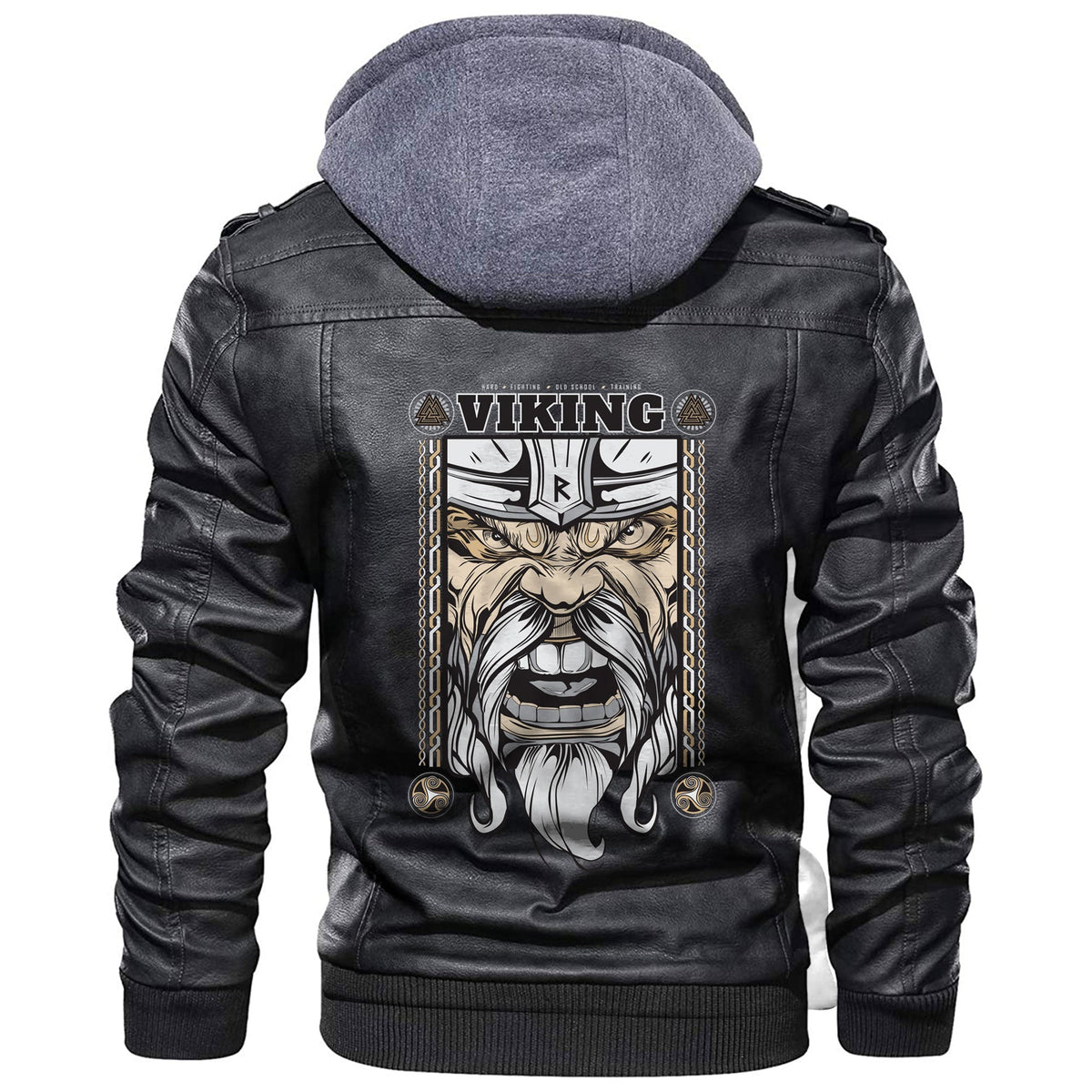 Viking Art Template In Art Style Leather Jacket RLT12 - Wonder Print Shop