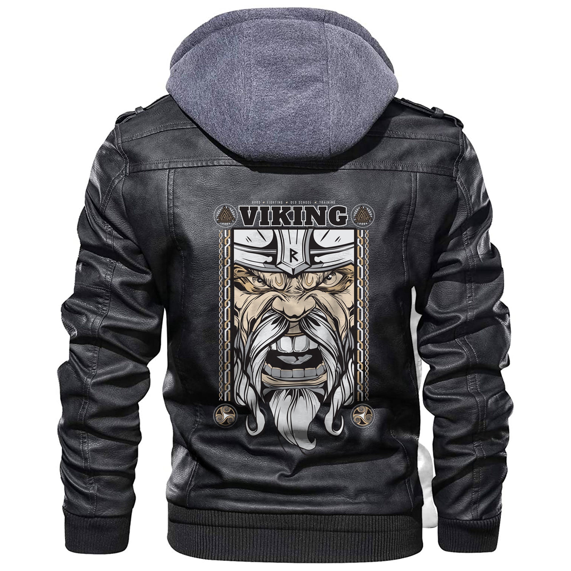 Viking Art Template In Art Style Leather Jacket RLT12 - Wonder Print Shop