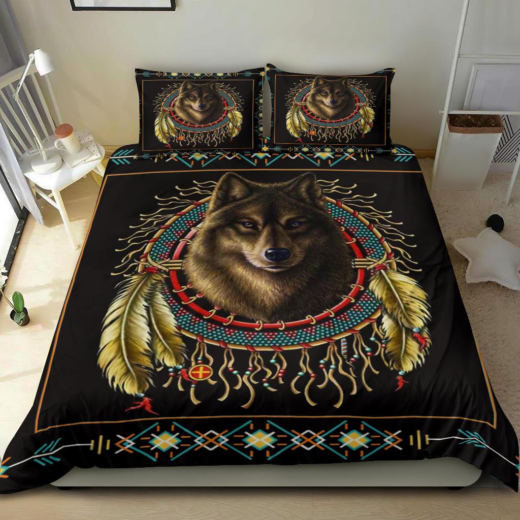 Wolf Dreamcatcher Native American Bedding Set LT10 - Wonder Print Shop