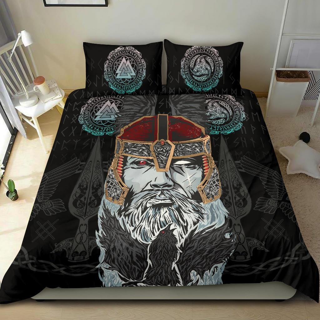 Viking Bedding Set, Odin Valknut and Triple Horn RLT12 - Wonder Print Shop