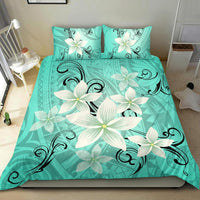 Hawaiian Plumeria Polynesian Bedding Set - Turquoise - Wonder Print Shop