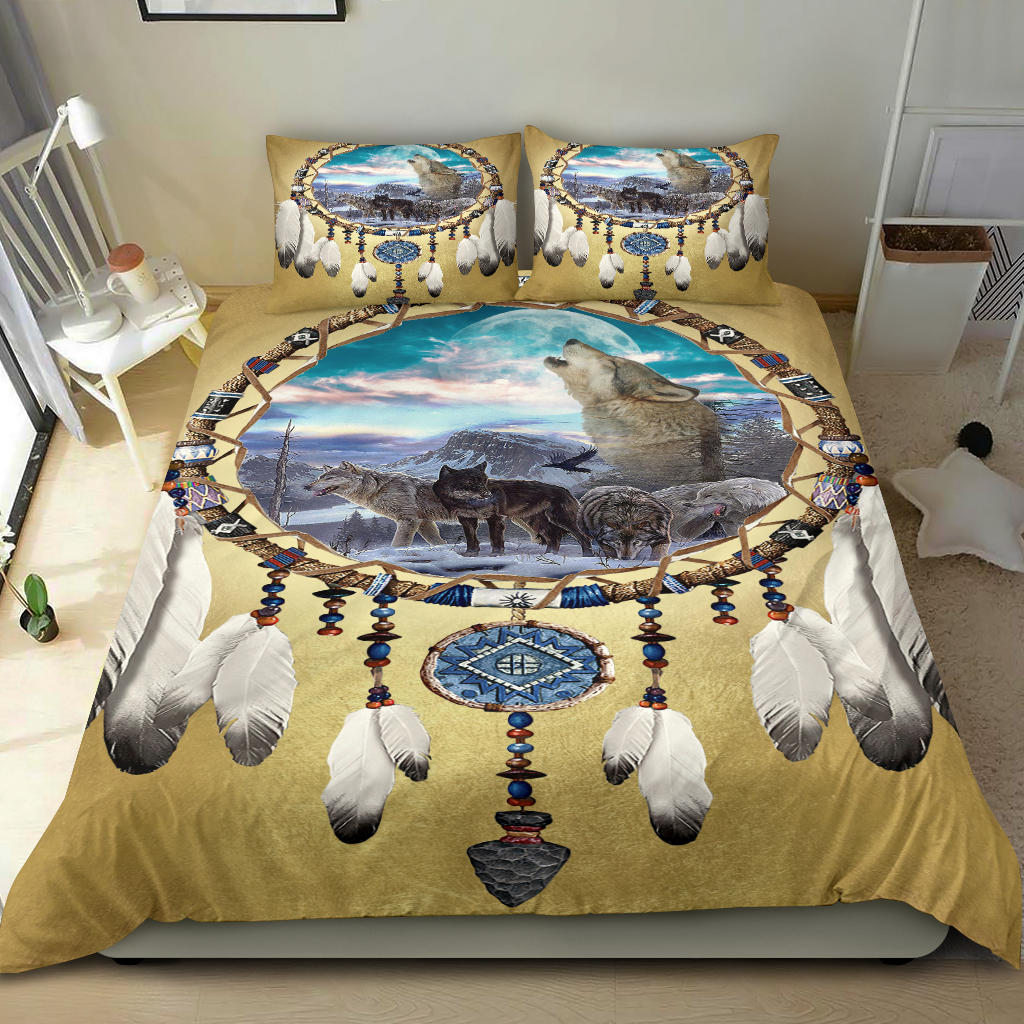 Wolves Dreamcatcher Native American Bedding Set LT10 - Wonder Print Shop