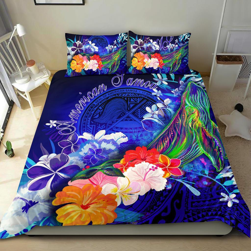 american-samoa-polynesian-bedding-set-humpback-whale-with-tropical-flowers-blue