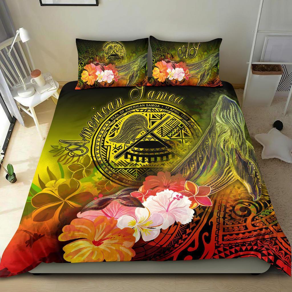 american-samoa-polynesian-bedding-set-humpback-whale-with-tropical-flowers